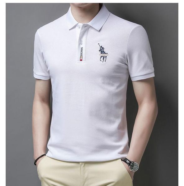 men's polos summer embroidery shirt loose lapel t-shirt middle-aged and young half-sleeved, White;black
men's polos summer embroidery shirt loose lapel t-shirt middle-aged and young half-sleeved, White;black