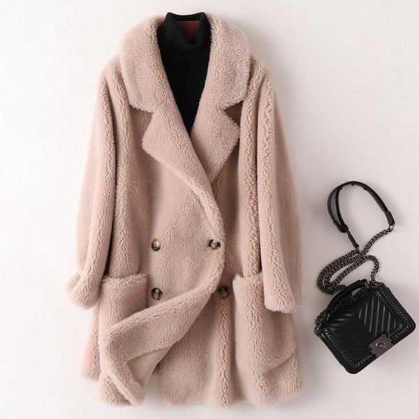 women's fur & faux abrigo mujer women clothes winter wool blends sheep coat harajuku plus size jacket festival outerwear korean, Black
women's fur & faux abrigo mujer women clothes winter wool blends sheep coat harajuku plus size jacket festival outerwear korean, Black