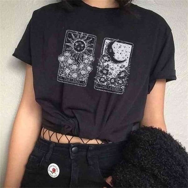 the tarot cards sun&moon t shirt women vintage drak printing graphic gothic casual punk harajuku street style 210512, White
the tarot cards sun&moon t shirt women vintage drak printing graphic gothic casual punk harajuku street style 210512, White