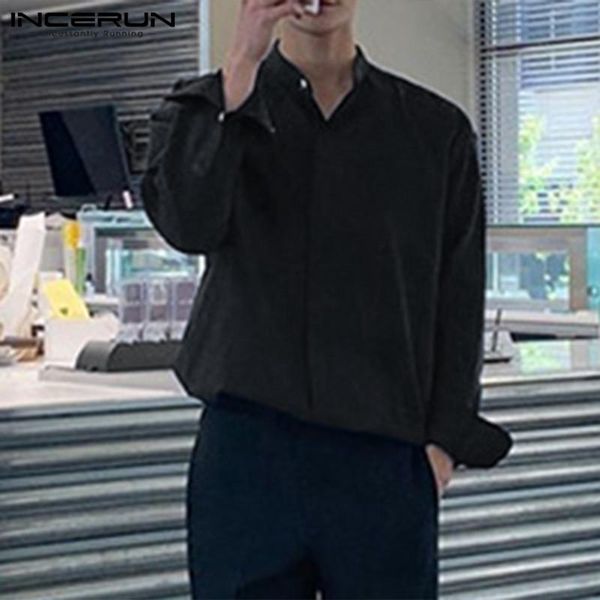 men casual shirt breathable long sleeve 2021 stand collar solid camisa fashion loose korean style brand shirts s-5xl men's, White;black
men casual shirt breathable long sleeve 2021 stand collar solid camisa fashion loose korean style brand shirts s-5xl men's, White;black