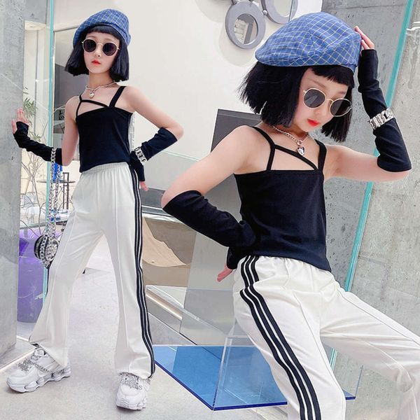 net red girl's suit summer korean children's sleeve t-shirt mop pants two piece performance dance, White
net red girl's suit summer korean children's sleeve t-shirt mop pants two piece performance dance, White