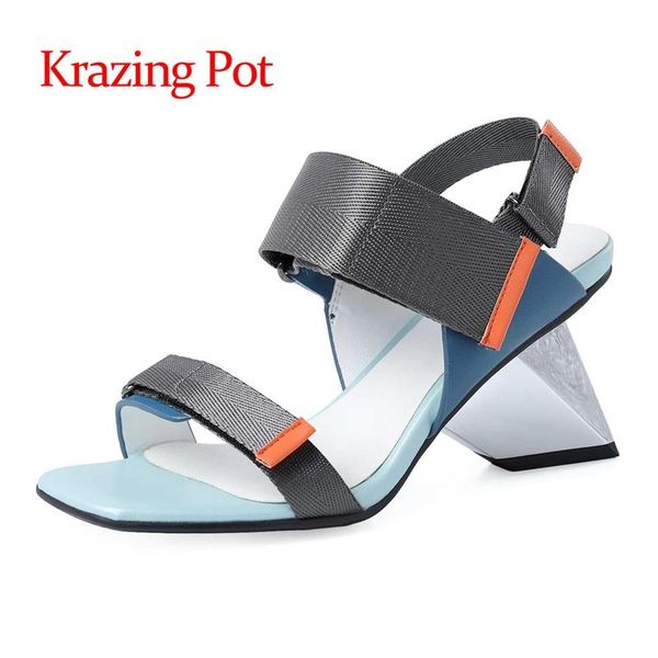 sandals krazing pot genuine leather open toe strange style young lady leisure med heels handmade daily wear hook loopwomen l70, Black
sandals krazing pot genuine leather open toe strange style young lady leisure med heels handmade daily wear hook loopwomen l70, Black