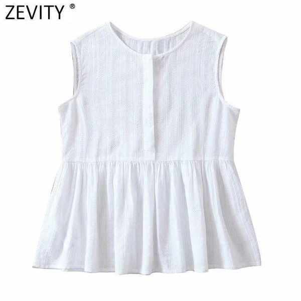 zevity women simply o neck sleeveless ruffles casual white blouse female hollow out button shirt roupas chic chemise ls9086 210603
zevity women simply o neck sleeveless ruffles casual white blouse female hollow out button shirt roupas chic chemise ls9086 210603
