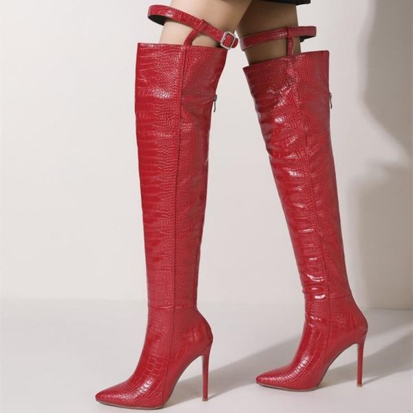 boots great quality crocodile print over knee high with buckle strap back zipper thigh pointy toe women, Black
boots great quality crocodile print over knee high with buckle strap back zipper thigh pointy toe women, Black