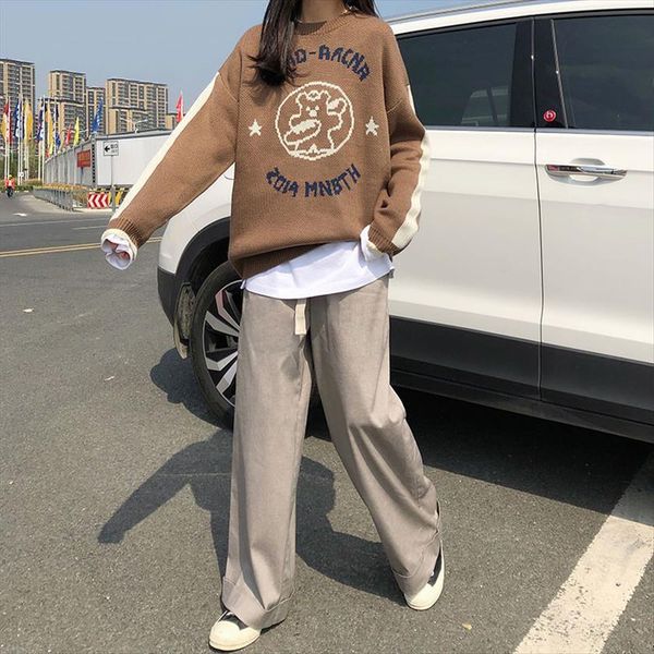 retro contrast color stitching womens sweaters bear pattern japanese kawaii ulzzang female harajuku clothing for women, White;black
retro contrast color stitching womens sweaters bear pattern japanese kawaii ulzzang female harajuku clothing for women, White;black