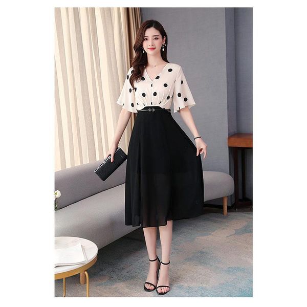 casual dresses mid-length vestidos summer chiffon fake two pieces splice to receive waist temperament bat sleeve v-neck fashion dress d296, Black;gray
casual dresses mid-length vestidos summer chiffon fake two pieces splice to receive waist temperament bat sleeve v-neck fashion dress d296, Black;gray