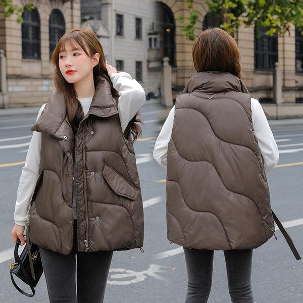 women's vests autumn and winter cotton vest women short 2021 korean style loose stand-up collar student fashion light waistcoat, Black;white
women's vests autumn and winter cotton vest women short 2021 korean style loose stand-up collar student fashion light waistcoat, Black;white