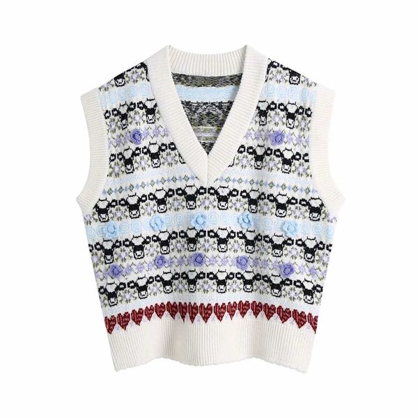 women knit sweater vest jacquared v-neck sleeveless casual fashion chic lady woman sweaters pullovers 210709, White
women knit sweater vest jacquared v-neck sleeveless casual fashion chic lady woman sweaters pullovers 210709, White