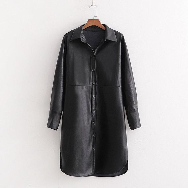 women's leather & faux pu shirt long women 2021 spring fashion lapel single breasted sleeve straight tide h00511, Black
women's leather & faux pu shirt long women 2021 spring fashion lapel single breasted sleeve straight tide h00511, Black