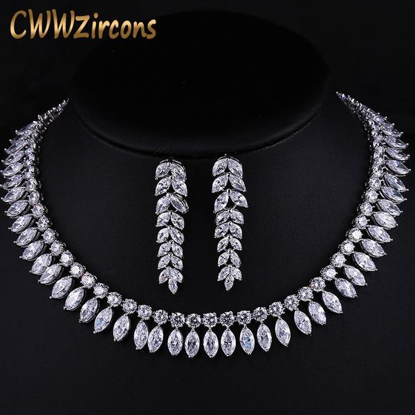 earrings & necklace cwwzircons white gold color marquise cluster big bridal necklaces and cubic zirconia wedding jewelry sets t163, Silver
earrings & necklace cwwzircons white gold color marquise cluster big bridal necklaces and cubic zirconia wedding jewelry sets t163, Silver