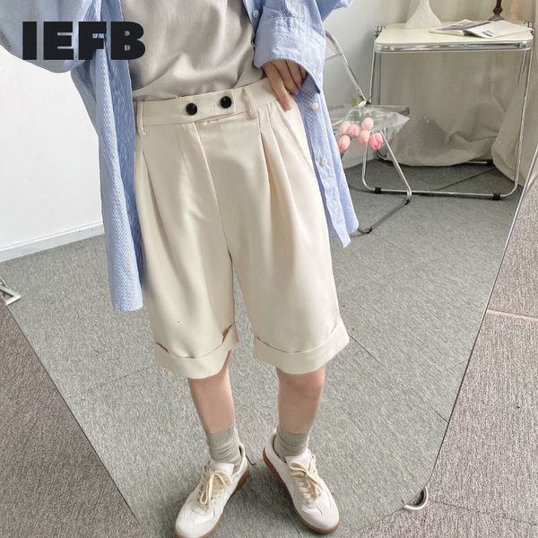 iefb straight suit shorts button design casual solid color summer black knee length pants korean clothing 9y7507 210524, White;black
iefb straight suit shorts button design casual solid color summer black knee length pants korean clothing 9y7507 210524, White;black