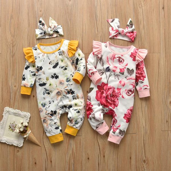 jumpsuits cute baby girls casual floral romper infant toddler long sleeve jumpsuit and hat born clothes spring autumn outfits, Blue 
jumpsuits cute baby girls casual floral romper infant toddler long sleeve jumpsuit and hat born clothes spring autumn outfits, Blue
