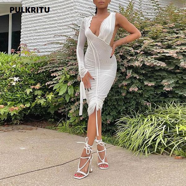casual dresses pulkritu women mesh see though drawstring ruched bodycon midi dress autumn ins clubwear party v-neck one sleeve, Black;gray
casual dresses pulkritu women mesh see though drawstring ruched bodycon midi dress autumn ins clubwear party v-neck one sleeve, Black;gray
