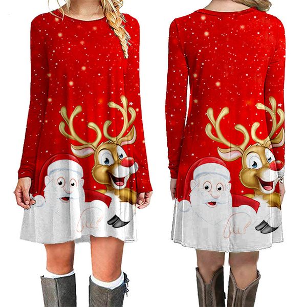 casual dresses women santa claus elk printed vintage dress autumn winter o-neck long sleeve loose christmas party xo43, Black;gray
casual dresses women santa claus elk printed vintage dress autumn winter o-neck long sleeve loose christmas party xo43, Black;gray