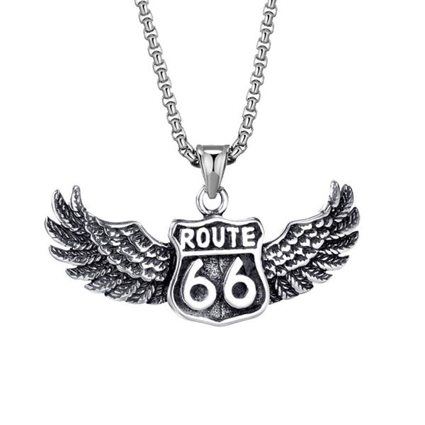 design jewelry stainless steel necklace 66 highway men's eagle wing pendant accessories personalized hip hop necklace, Silver
design jewelry stainless steel necklace 66 highway men's eagle wing pendant accessories personalized hip hop necklace, Silver