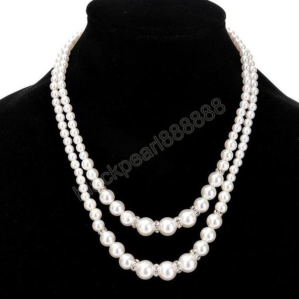 fashion chic double layer fake pearl beads necklaces bride bridesmaids beaded chains for women ladies female wedding jewelry gift, Silver
fashion chic double layer fake pearl beads necklaces bride bridesmaids beaded chains for women ladies female wedding jewelry gift, Silver