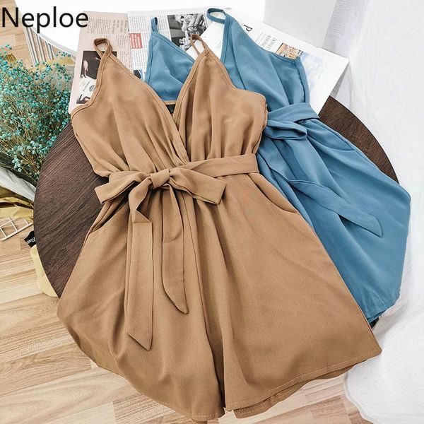 women's jumpsuits & rompers neploe 2021 summer sleeveless v neck women playsuits sashes bandage slim waist bodysuits korean solid wide, Black;white
women's jumpsuits & rompers neploe 2021 summer sleeveless v neck women playsuits sashes bandage slim waist bodysuits korean solid wide, Black;white