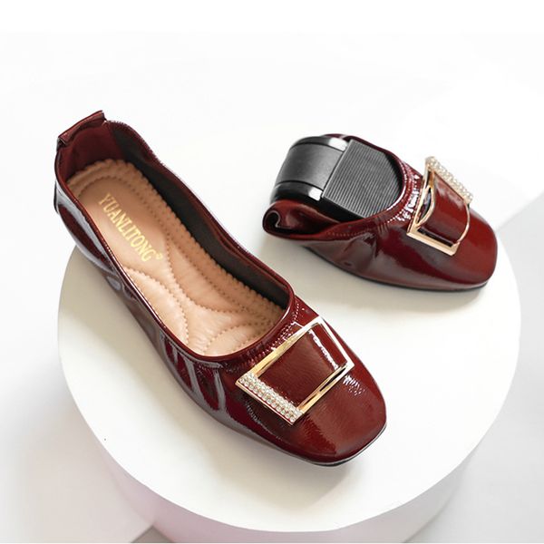 dress shoes shine crystal square buckle folds ballet women slip on moccasins elastic band toe loafers patent leather ballerina 1mu8, Black
dress shoes shine crystal square buckle folds ballet women slip on moccasins elastic band toe loafers patent leather ballerina 1mu8, Black