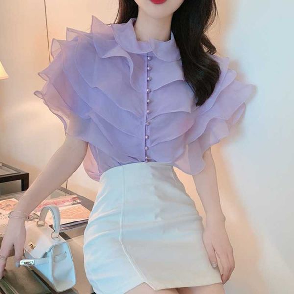 korea fashion elegant sweet layered ruffled organza blouses vintage pearl single breasted female shirts blusas chic 210526, White
korea fashion elegant sweet layered ruffled organza blouses vintage pearl single breasted female shirts blusas chic 210526, White