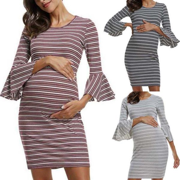 maternity dresses pregnant women clothes striped round neck flared sleeve dress convenient breastfeeding pregnancy summer robe grossesse, White
maternity dresses pregnant women clothes striped round neck flared sleeve dress convenient breastfeeding pregnancy summer robe grossesse, White