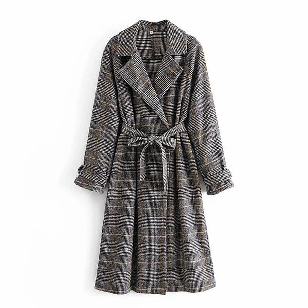 women's wool & blends winter women elegant retro a buckle belt plaid overcoat female adjustable elasticity of cuffs lapel long coat, Black
women's wool & blends winter women elegant retro a buckle belt plaid overcoat female adjustable elasticity of cuffs lapel long coat, Black