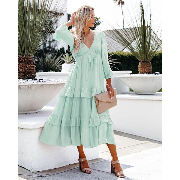 casual dresses maxi dress women summer fall long sleeve v-neck solid vintage ruffle boho beach hippie loose vestidos mujer, Black;gray
casual dresses maxi dress women summer fall long sleeve v-neck solid vintage ruffle boho beach hippie loose vestidos mujer, Black;gray