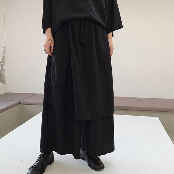 ribbon loose summer wide leg irregular designer cotton pants fashion bandage harun men's capris decoration anime, Black
ribbon loose summer wide leg irregular designer cotton pants fashion bandage harun men's capris decoration anime, Black