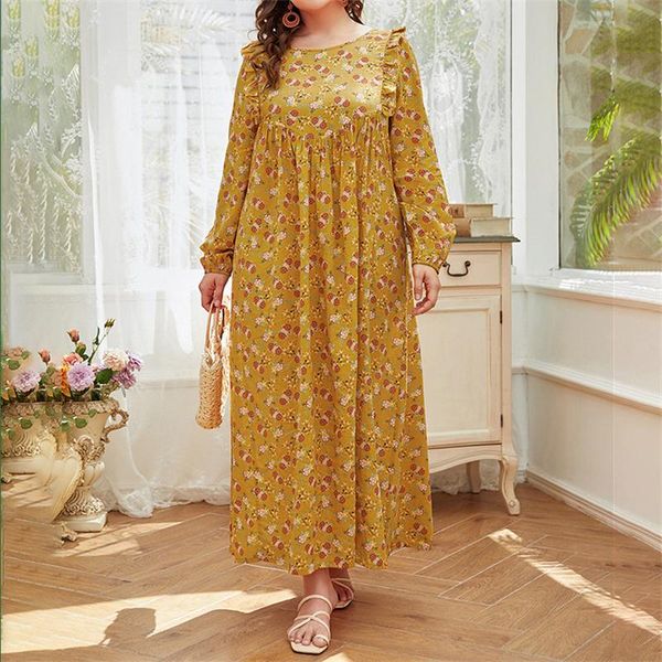 plus size dresses 2021 spring autumn dress long sleeve women o neck floral print high waist casual yellow loose clothing, Black
plus size dresses 2021 spring autumn dress long sleeve women o neck floral print high waist casual yellow loose clothing, Black
