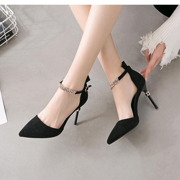 dress shoes rhinestone pointed toe women sandals thin heel, Black