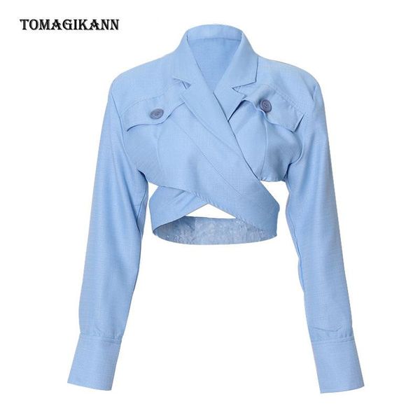 women's suits & blazers blue hollow out short blazer for women notched long sleeve dropped waist coats female fashion 2021 spring, White;black
women's suits & blazers blue hollow out short blazer for women notched long sleeve dropped waist coats female fashion 2021 spring, White;black