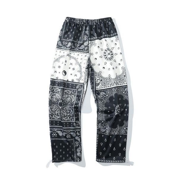 men's pants high street cashew flower color matching full printed straight sweatpants hip-hop retro drawstring casual men, Black
men's pants high street cashew flower color matching full printed straight sweatpants hip-hop retro drawstring casual men, Black