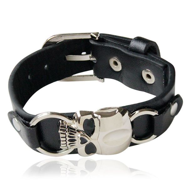 trendy mens bike leather bracelet europe punk vintage black wide leather skull skeleton charm bracelets for men s fashion jewelry, Golden;silver
trendy mens bike leather bracelet europe punk vintage black wide leather skull skeleton charm bracelets for men s fashion jewelry, Golden;silver