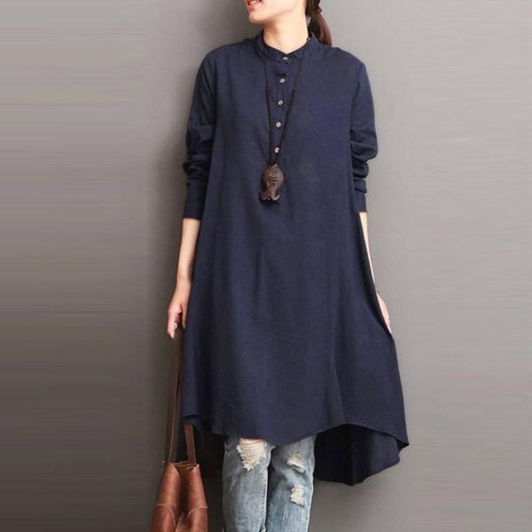 women's blouses & shirts women long sleeve blouse cotton linen o neck button solid office lady shirt casual loose bluses vintage female, White
women's blouses & shirts women long sleeve blouse cotton linen o neck button solid office lady shirt casual loose bluses vintage female, White