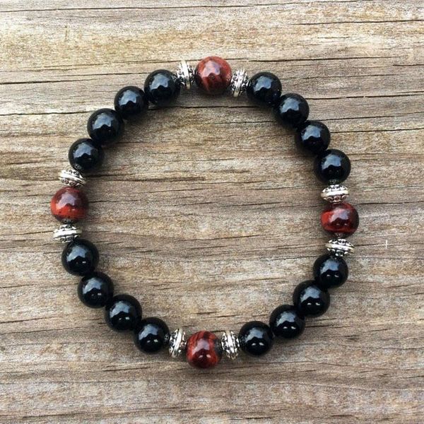 black onyx and red tiger's eye bracelet yoga jewelry mens buddhist mala meditation beads wrist for men tennis, Golden;silver
black onyx and red tiger's eye bracelet yoga jewelry mens buddhist mala meditation beads wrist for men tennis, Golden;silver