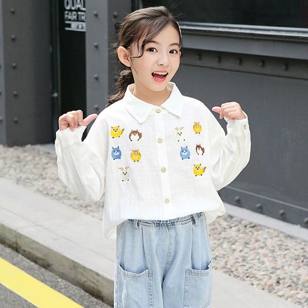 cartoon kids girls shirts loose casual blouse solid cotton long sleeve children clothes lapel button outerwear, White;black
cartoon kids girls shirts loose casual blouse solid cotton long sleeve children clothes lapel button outerwear, White;black