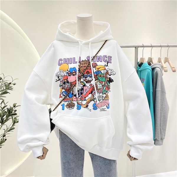 women's hoodies & sweatshirts cartoon print autumn 2021 korean style long sleeve solid color loose pullover, Black
women's hoodies & sweatshirts cartoon print autumn 2021 korean style long sleeve solid color loose pullover, Black