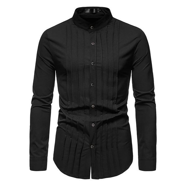 men's casual shirts parklees 2021 autumn henley for men bridegroom wedding formal slim long sleeve shirt pleats tuxedo vintage clothes, White;black
men's casual shirts parklees 2021 autumn henley for men bridegroom wedding formal slim long sleeve shirt pleats tuxedo vintage clothes, White;black