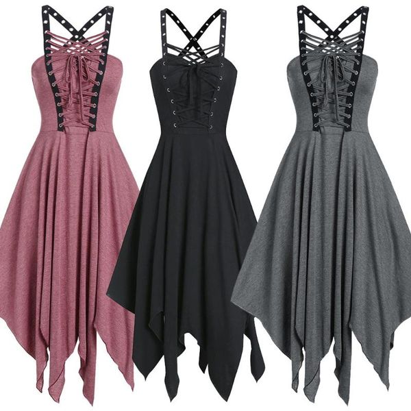casual dresses gothic women long dress cool solid color bandage sleeveless irregular hem punk ladies street swing plus size #t2g, Black;gray
casual dresses gothic women long dress cool solid color bandage sleeveless irregular hem punk ladies street swing plus size #t2g, Black;gray