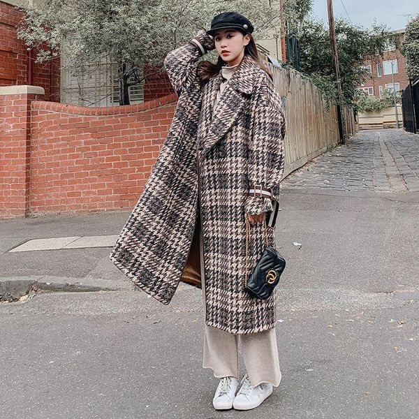 women's wool & blends woolen jacket middle long korean autumn winter 2021 loose plaid coat student trend, Black
women's wool & blends woolen jacket middle long korean autumn winter 2021 loose plaid coat student trend, Black