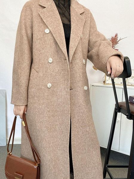 women's wool & blends limited 689 high-end extended version alpaca soft waxy double-sided coat korean double breasted 2021, Black
women's wool & blends limited 689 high-end extended version alpaca soft waxy double-sided coat korean double breasted 2021, Black