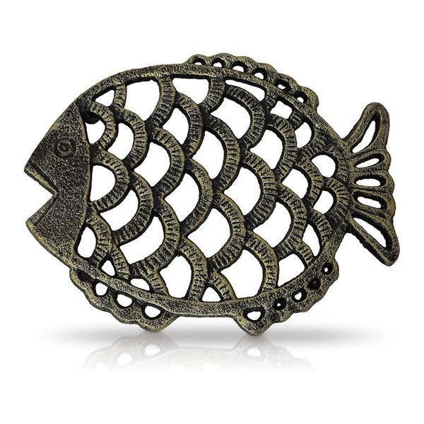 mats & pads cast iron fish trivet, 7.5x6inch decorative vintage pattern for cookware and dishes with rubber feet 
mats & pads cast iron fish trivet, 7.5x6inch decorative vintage pattern for cookware and dishes with rubber feet