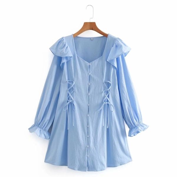 fashion women square collar lace up cascading ruffle mini dress female long sleeve clothes casual lady loose vestido d7228 210430, Black;gray
fashion women square collar lace up cascading ruffle mini dress female long sleeve clothes casual lady loose vestido d7228 210430, Black;gray