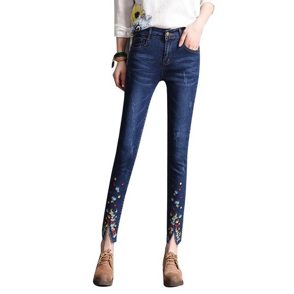spring fall embroidered flower jeans woman nine-point pants irregular trousers edge stretch slim women women's, Blue
spring fall embroidered flower jeans woman nine-point pants irregular trousers edge stretch slim women women's, Blue