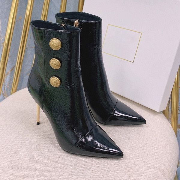 high heeled martin boots autumn winter coarse heel women shoes desert boot real leather zipper letter lace up fashion lady heels large size, Black
