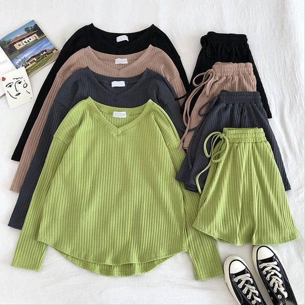 casual knitted 2 piece sets for women korean long sleeve pullover + high waist wide leg shorts suit fashion loose tracksuit women's tr, Gray
casual knitted 2 piece sets for women korean long sleeve pullover + high waist wide leg shorts suit fashion loose tracksuit women's tr, Gray