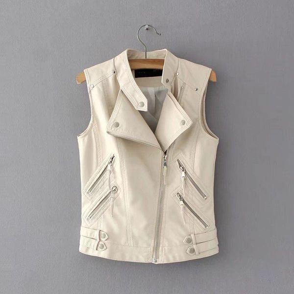 women's vests 2021 arrival european & american style slim sleeveless mul-zippers decorated pu vest short, Black;white
women's vests 2021 arrival european & american style slim sleeveless mul-zippers decorated pu vest short, Black;white