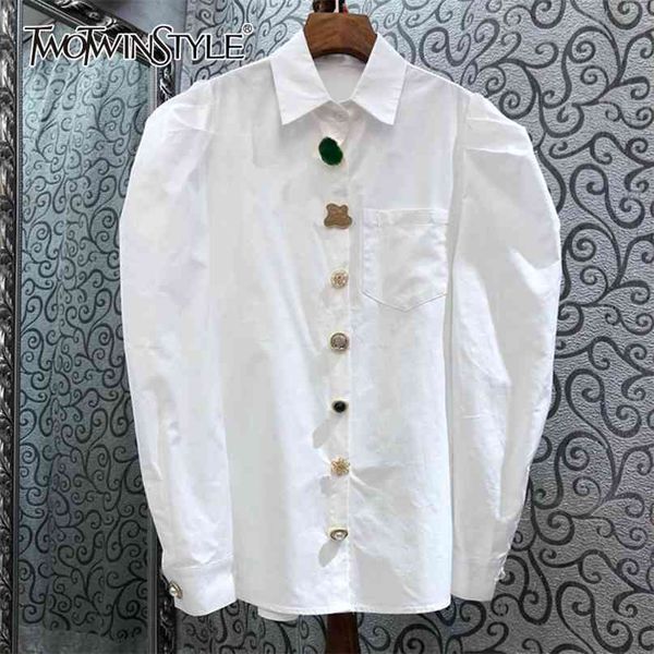 black casual blouse for women lapel long sleeve patchwork button spring korean shirt female clothing fashionable 210531, White
black casual blouse for women lapel long sleeve patchwork button spring korean shirt female clothing fashionable 210531, White
