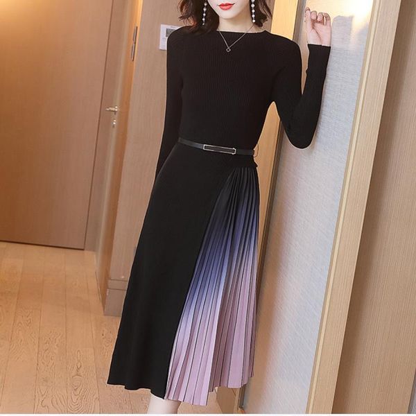 autumn vintage women dress patchwork long sleeve o-neck pleated vestidos slim sashes knee-length party dresses casual, Black;gray
autumn vintage women dress patchwork long sleeve o-neck pleated vestidos slim sashes knee-length party dresses casual, Black;gray