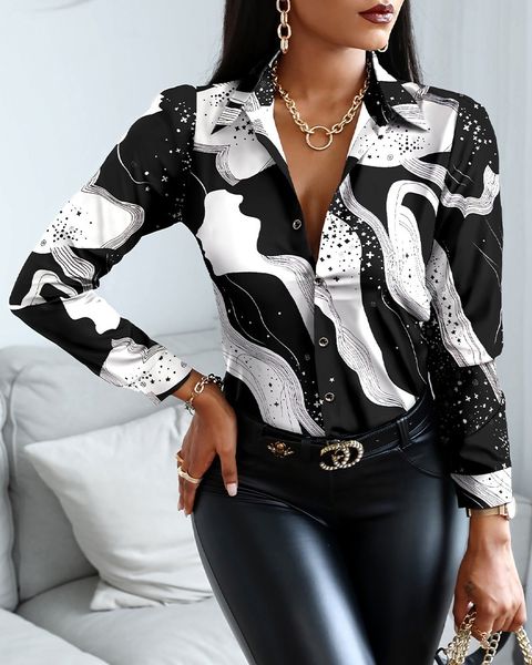 2022 women fashion shirt lady long sleeve blouse turn-down collarbutton design print casual shirts, White
2022 women fashion shirt lady long sleeve blouse turn-down collarbutton design print casual shirts, White