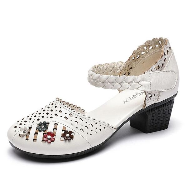 dress shoes girls summer high heel women pumps hollow breathable round toe sandals ladies genuine leather flowers thick, Black
dress shoes girls summer high heel women pumps hollow breathable round toe sandals ladies genuine leather flowers thick, Black